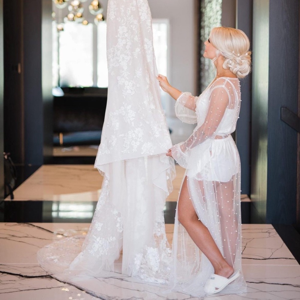 Elegant Sheer White Lace Robe